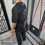 Siyah Nakış Baskılı T-Shirt