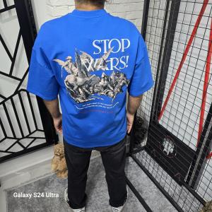 Mavi Stop Wars Baskılı T-Shirt