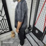 Gri Yıkamalı Kumaş T-Shirt