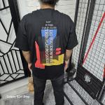 Siyah İki İplik Baskılı T-Shirt