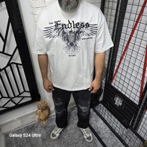 Beyaz Kartal Baskılı T-Shirt