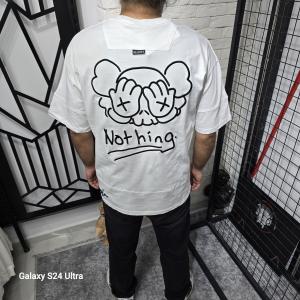 Beyaz İki İplik Baskılı T-Shirt