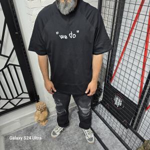 Siyah İki İplik Baskılı T-Shirt