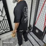 Siyah İki İplik Baskılı T-Shirt