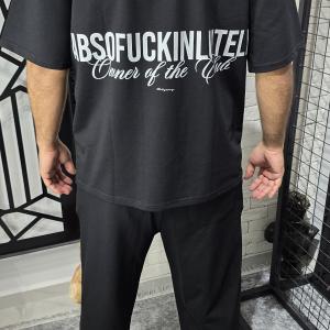 Siyah (Absofuckinlutely) Yazı Baskılı T-Shirt