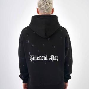 Sideral Day-Yıldız Nakış Baskılı Oversize Hoodie RK-101573