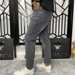 Yıkamalı Koyu Gri Boyfriend Kalıp Kot Pantolon W.K-101299